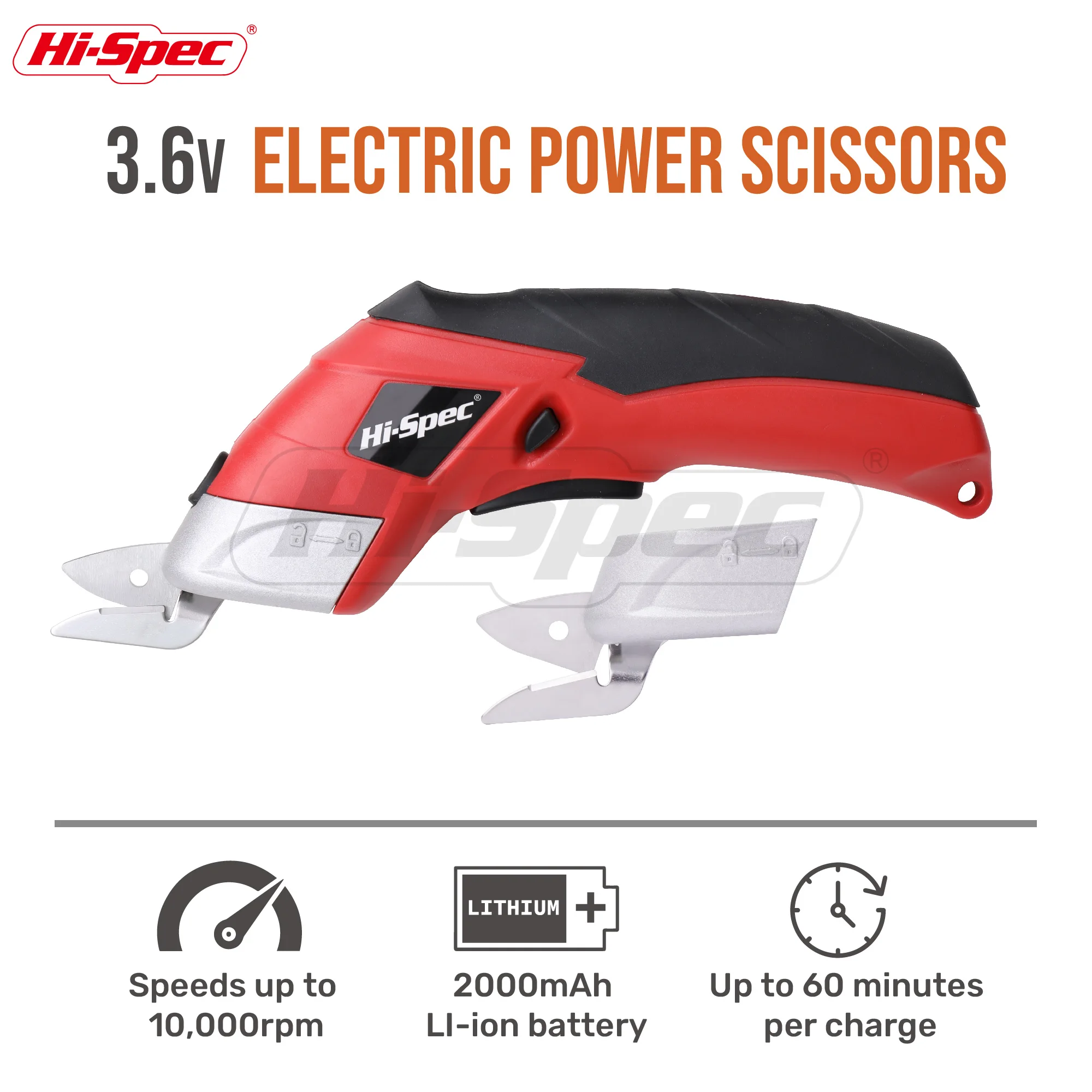 Ciseaux électriques Hi-Spec, coupe-batterie Rechargeable 3.6V, ciseaux de tailleur pour tissu, cuir, carton, tissu, couture