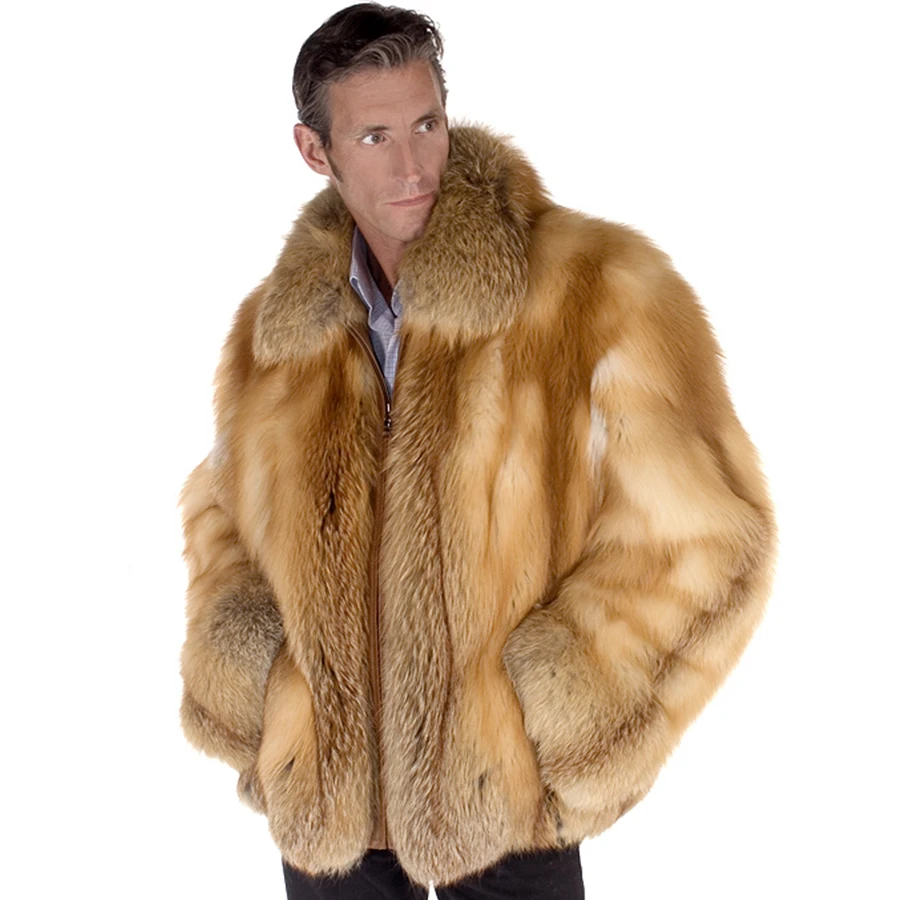 

Fur Coat Men Fox fur Jacket Winter Real Fur Zippered Jackets