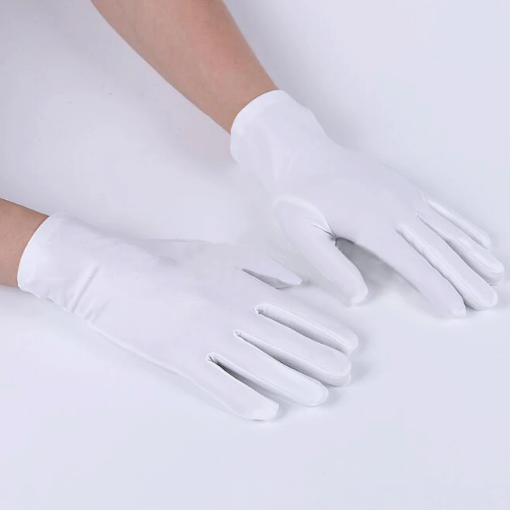 1Pair Man Spring Summer Spandex Gloves Men Black White Etiquette Thin Stretch Gloves Magician Dance Tight White Jewelry Gloves