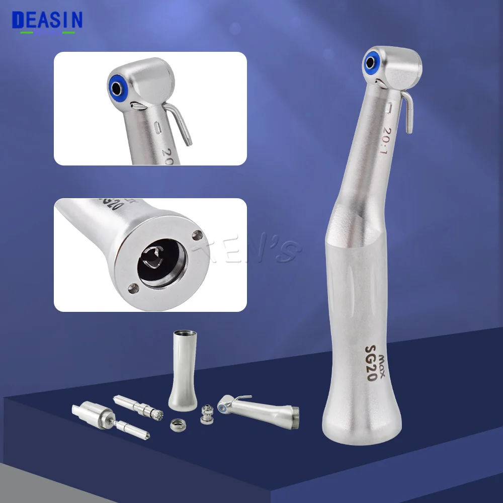 DEASIN De- MAX SG20 Dental Against Implant Angle 20/1 Low Speed Contra Angle Handpiece Odontologia Push Button Chuck Tools