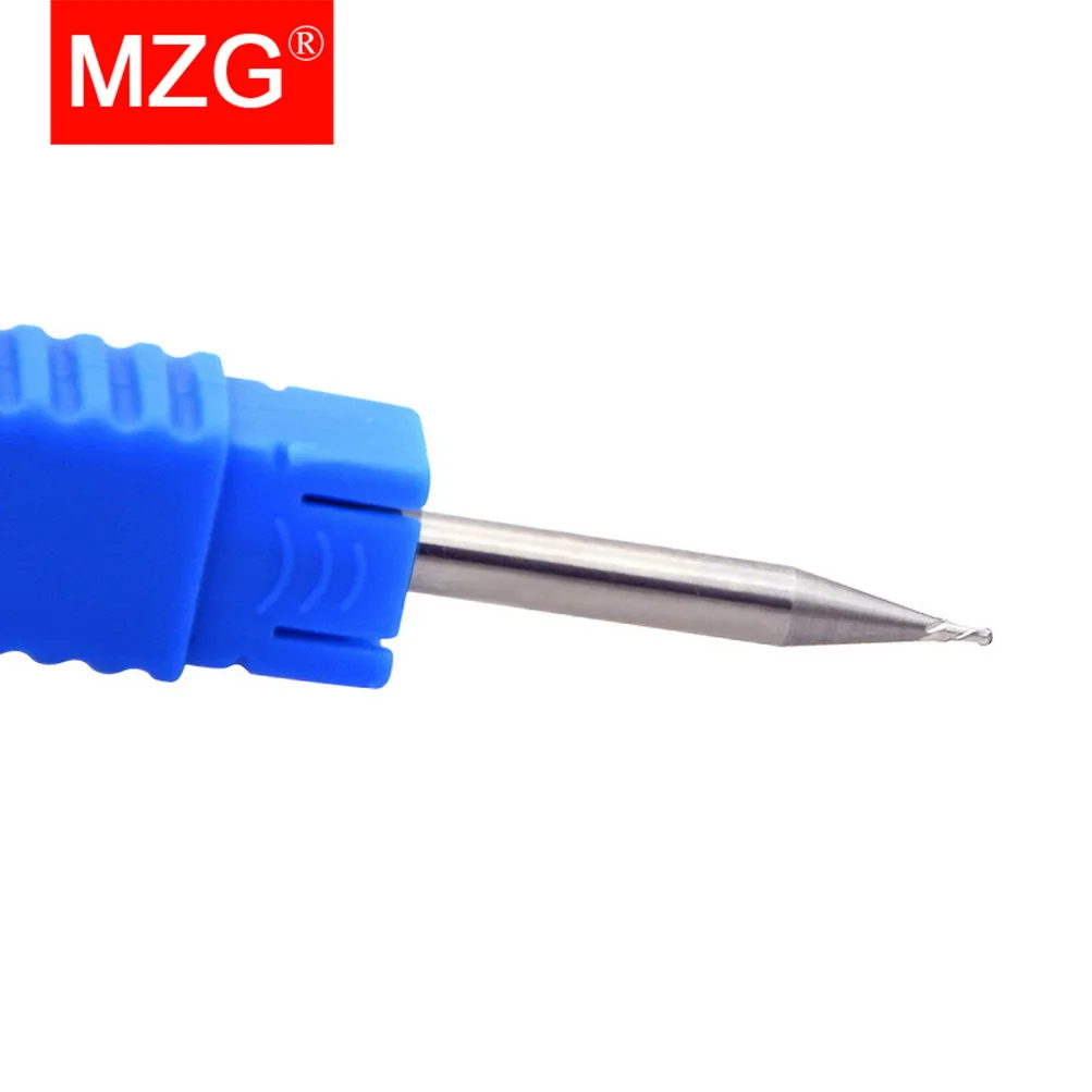 MZG 2 Flute Cutting HRC55 2mm 3mm 4mm Aluminium Copper Machining CNC Tungsten Steel Sprial Bit Milling Cutter Ball Nose End Mill