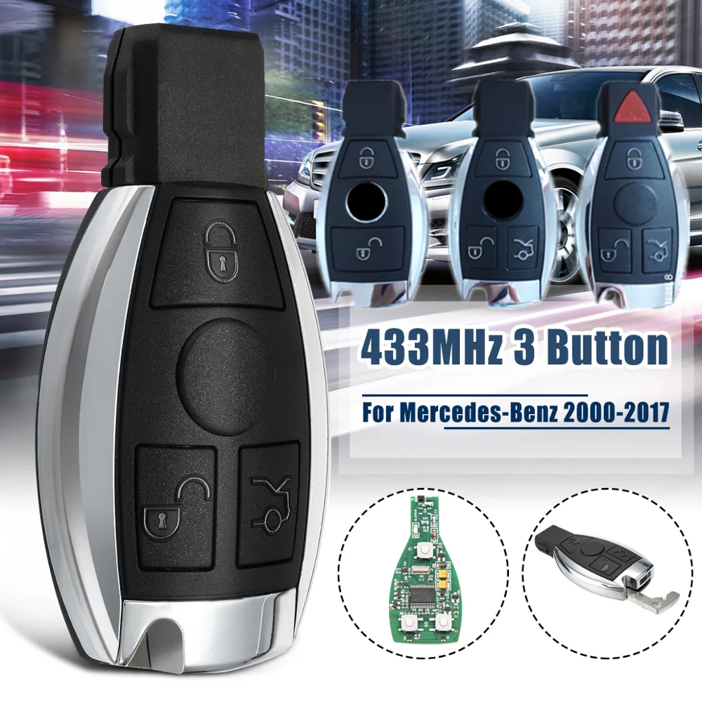 3 Buttons Car Keyless Smart Remote Key Fob 315Mhz/433Mhz BGA NEC Chip for Mercedes Benz A E S G CLK SLK ML Class Intelligent Key