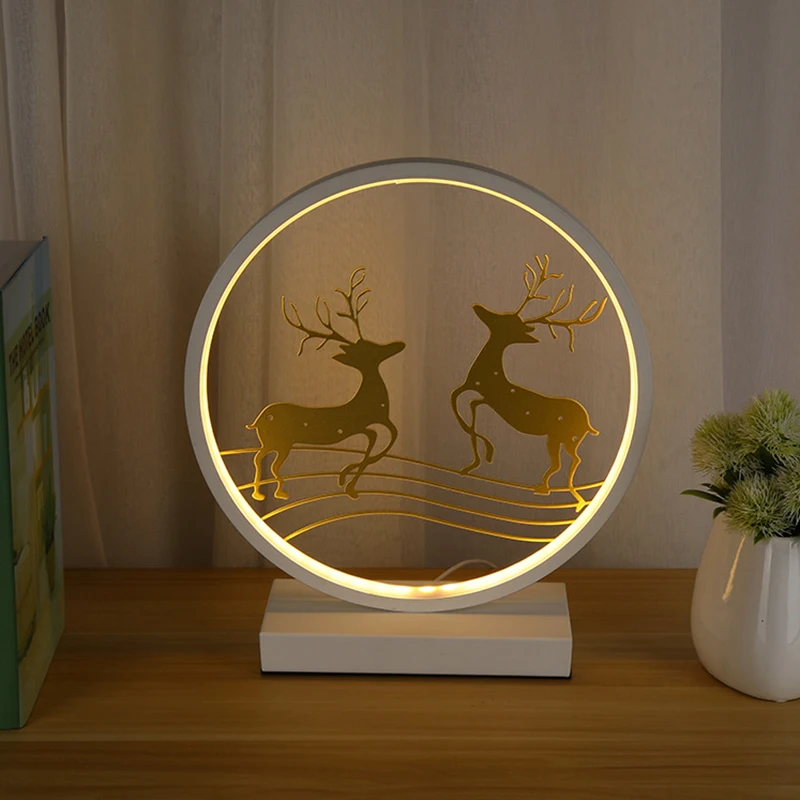 LED Light for Room Decor 2 Deers-Shaped Ornament Lamp with AU EU UK US Plug 3 Colors for Bedside Decorative Lighting Fixtures