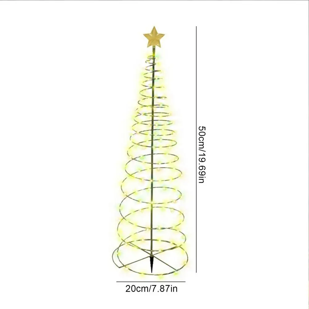 Christmas Tree Spiral Lights Romantic Christmas Tree Lamp Waterproof & Colorful Solar Powered For Outdoor Garden Yard Holida