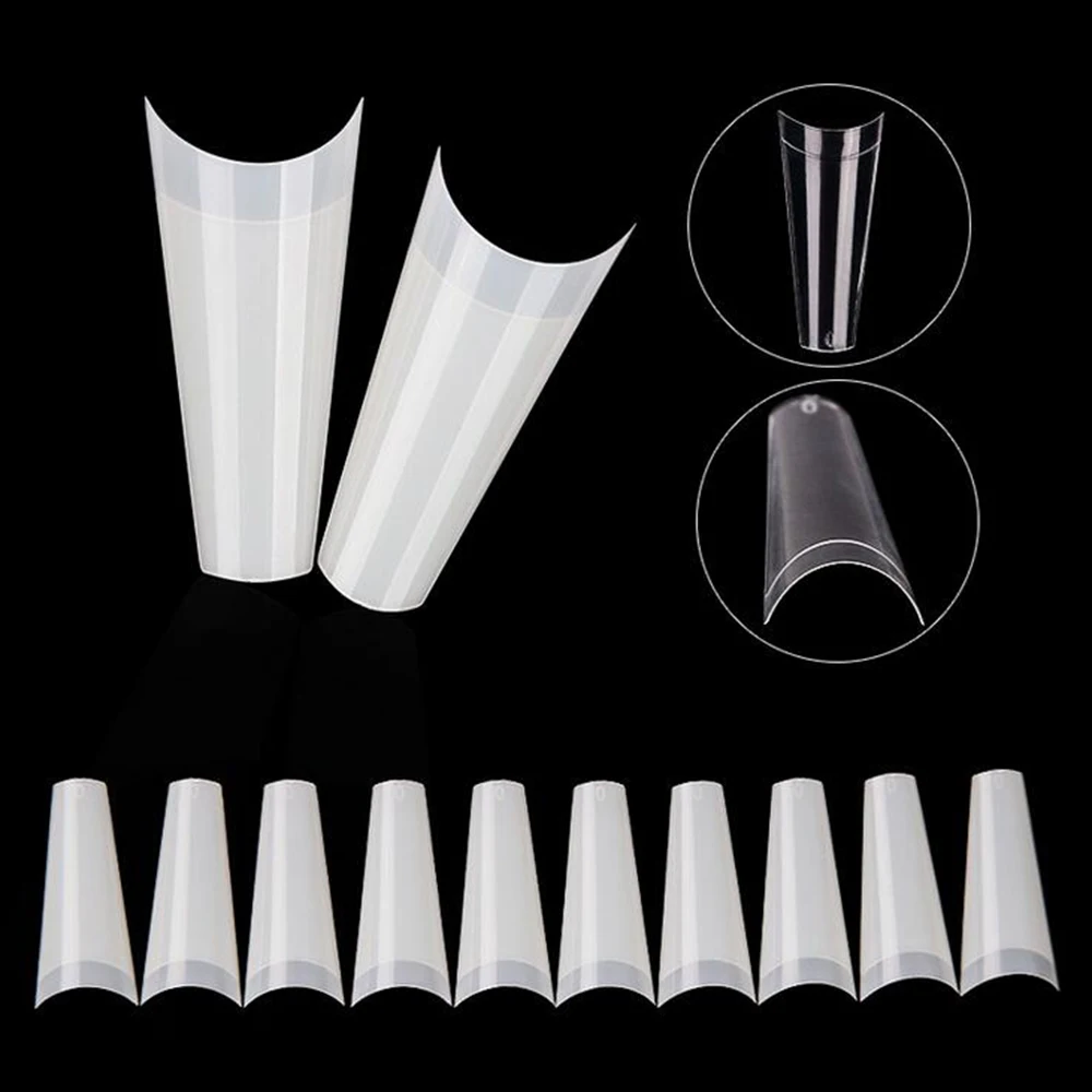 500Pcs/bag Clear Natural French Ballet Coffin False Acrylic Nails Art Tips UV Gel Ultra Flexible ABS Fake Nail Manicure Tools