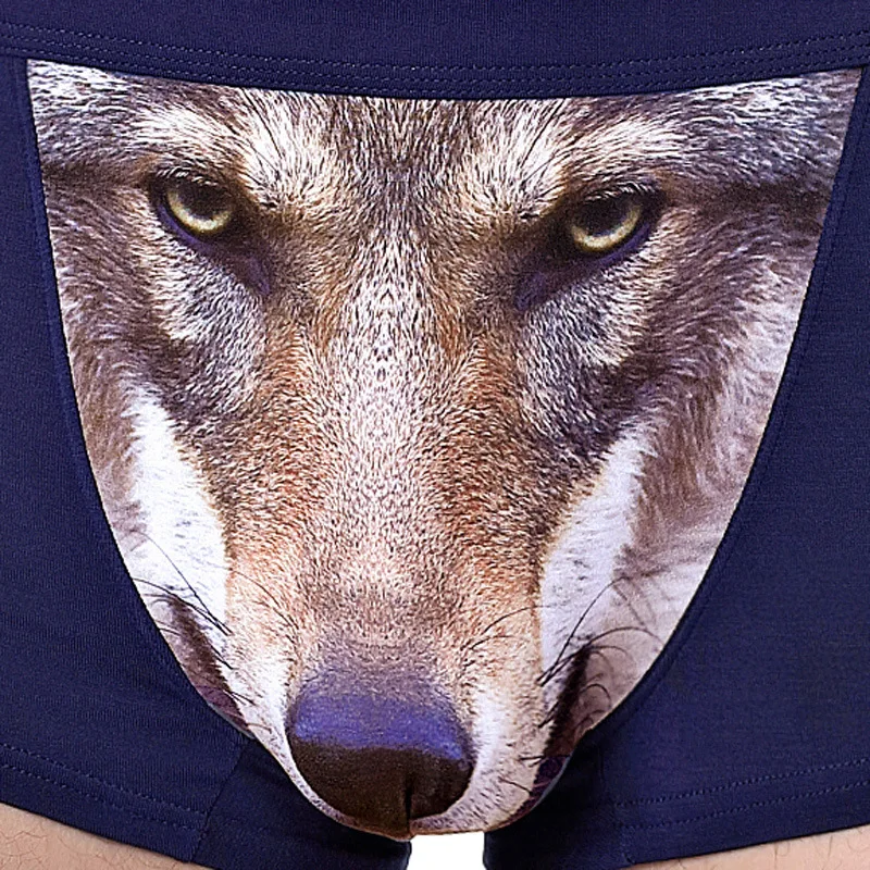 4XL Large Size Male Underwear Funny Cool Underpants Wolf Modal U Convex Underware Men Boxers Comfortable Soft boxer shorts man