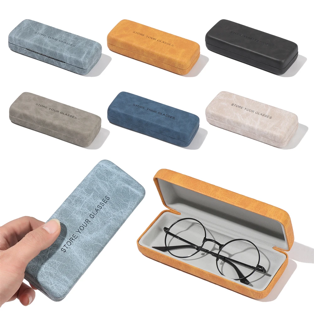 Fashion Leather Reading Glasses Case Waterproof Solid Sun Glasses Box Simple Eyewear Storage Eyeglasses Protector Accessories