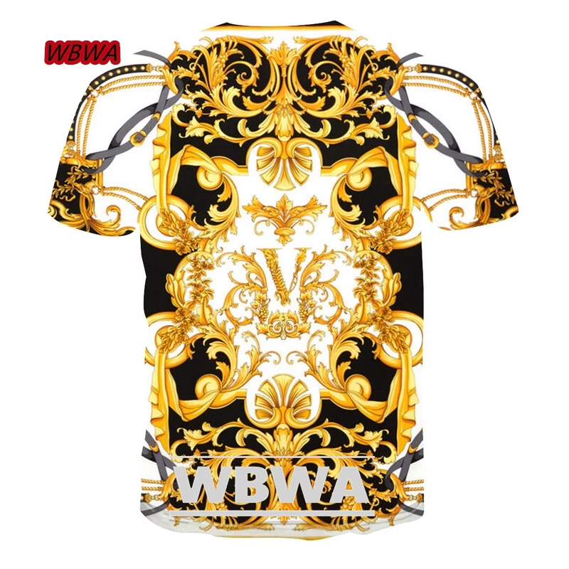 2021 latest Baroque summer men\'s oversized T-shirt 3d fashion printed round neck short sleeve casual jacket