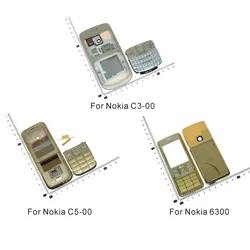 Komple ön kapak klavye Nokia 6300 C3 C3-00 C5 C5-00 6303 pil arka kapak yüksek kaliteli konut kılıf tuş takımı