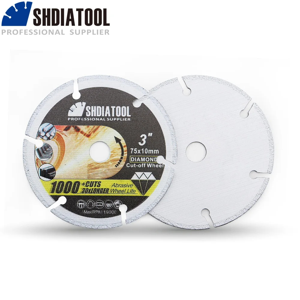 Shdiatool 2個3インチの真空ろうダイヤモンド金属切削ディスク、ダイヤモンドカットオフホイール刃
