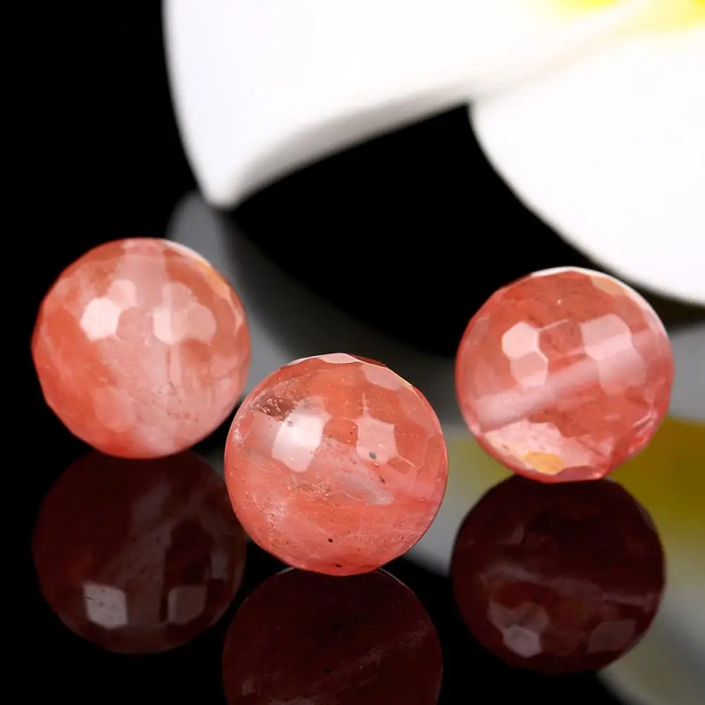 

ShinyGem 10mm Faceted Round Natural Cherry Quartz Loose Beads Red Crystal Stone For DIY Jewelry Making Accessories 30pcs