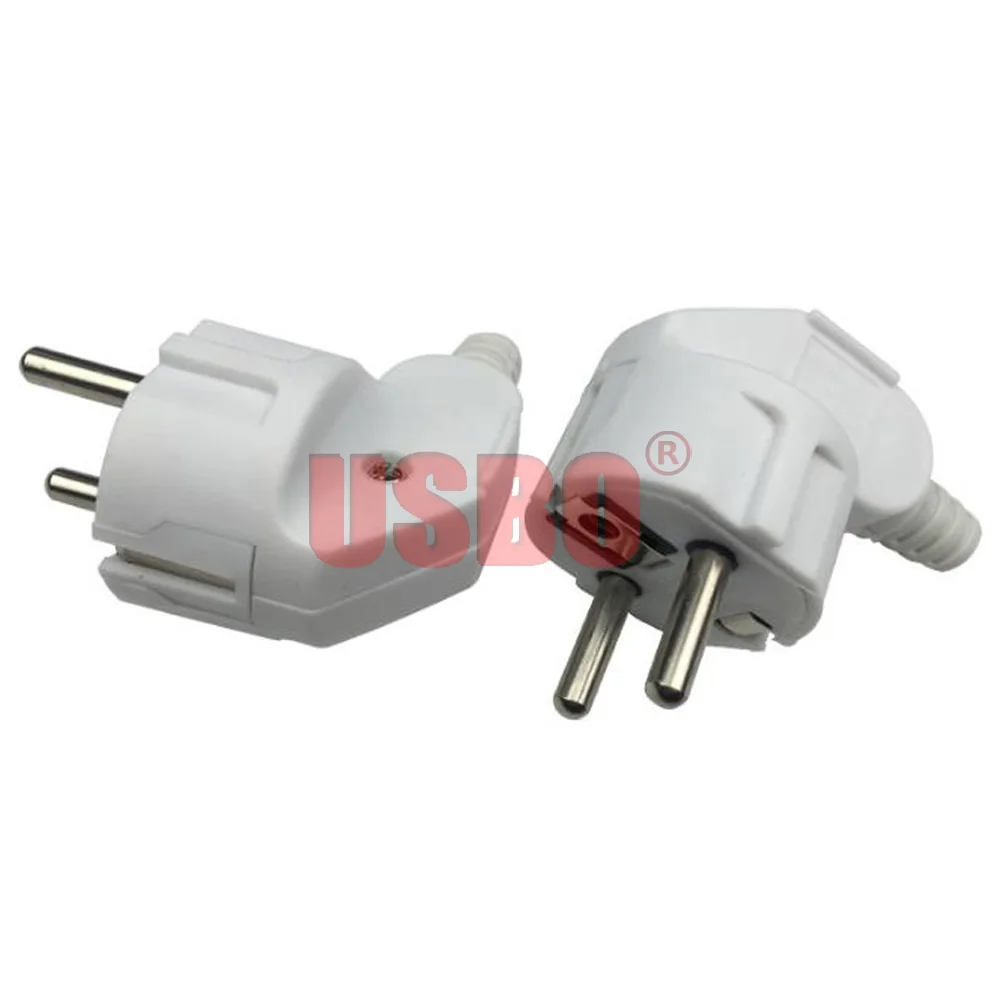 Elbow Black White 16A 250V Europe Germany French Korea Russia Portugal Belgium detachable electric plug Power cable wiring plug