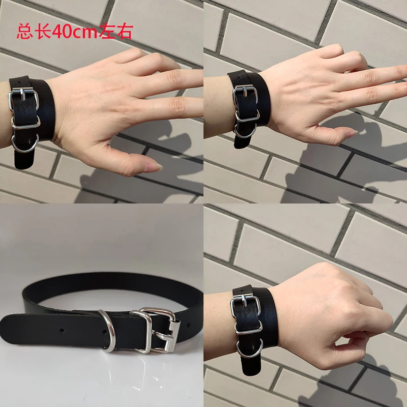 Hot Punk Harajuku Collar Necklace PU Leather Choker Punk Goth Handmade Neck Bracelet Jewelry can be adjusted wristband wholesale