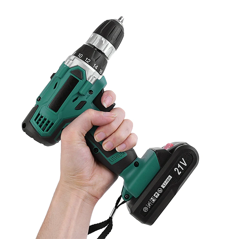 21V Brushless Electric Drills 32N.M Cordless Electric Screwdriver 1500mAh Lithium-Ion Battery 3/8-Inch Power Tools Impact Drills