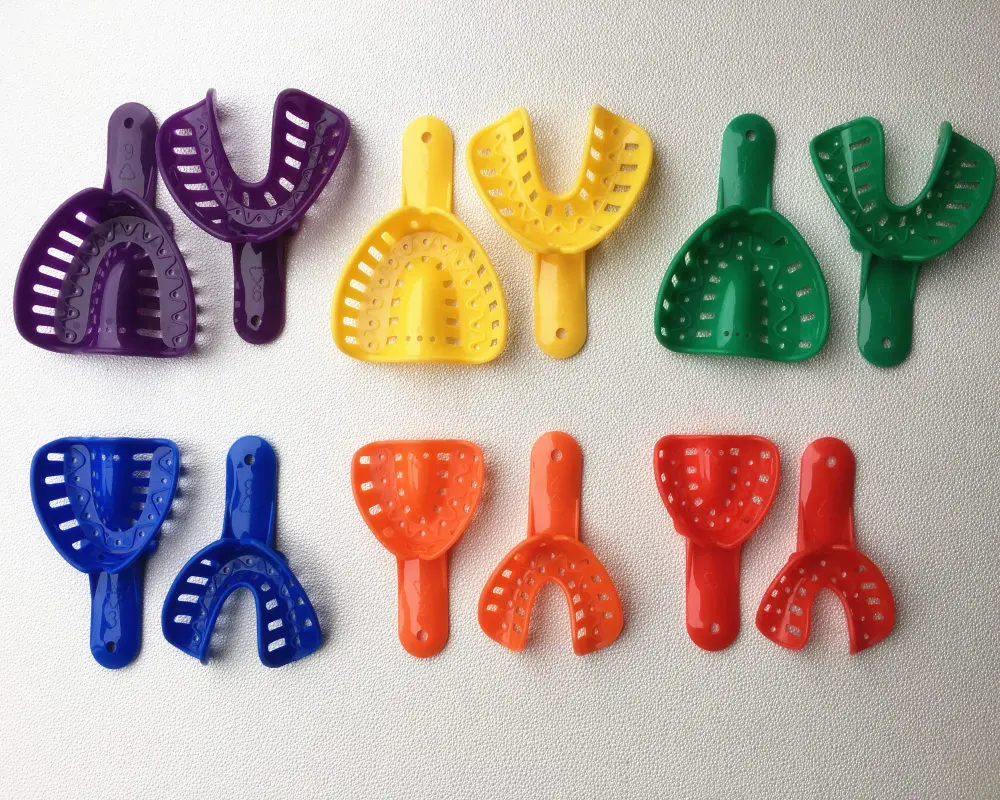 Bandejas de impresión de plástico para adultos y niños, material Dental de 12 piezas colores, como se muestra en la imagen