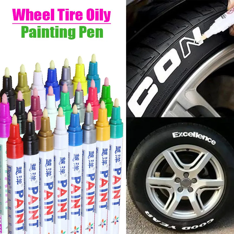 1Pc Waterproof Car Paint Pen Auto Tyre Tire Tread CD Metal Permanent Car Wheel Tire Oily Painting Mark Pen Auto Rubber Marker