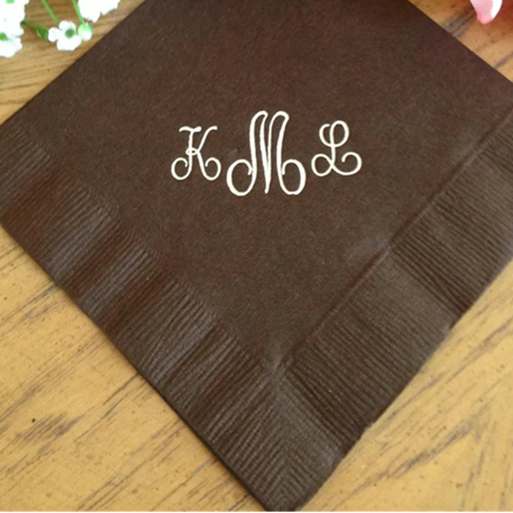 Personalized 50  Cocktail Monogram Beverage Napkins Wedding Party Bar Bat Mitzvah Birthday Baby Baptism Communion Anniversary