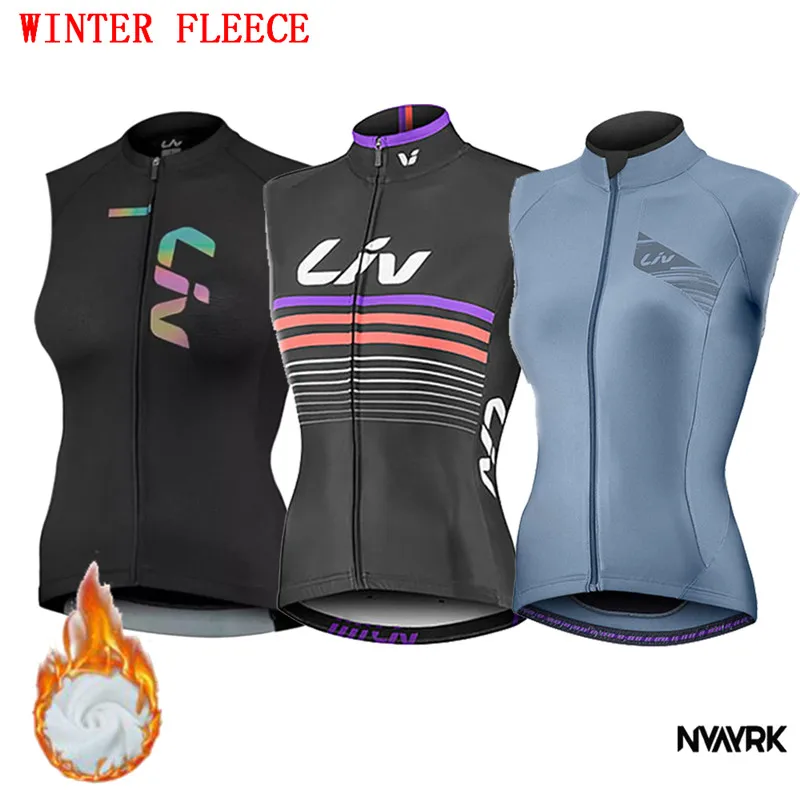 2021 Women's Liv Winter Thermal Fleece Windproof Vest Cycle Jersey Ropa Ciclismo Warm MTB Cycling Vest jacket suit