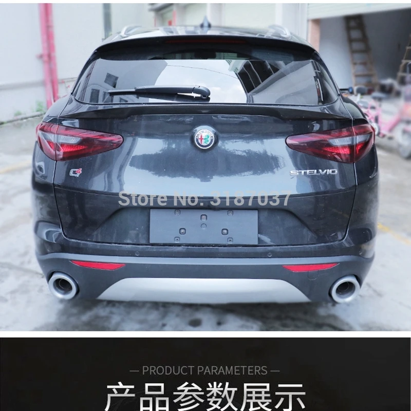 For Alfa Romeo Stelvio  2017 - 2018 Carbon Fiber rear boot Wing Spoiler Rear Roof Spoiler Wing Trunk Lip Boot Cover Car Styling