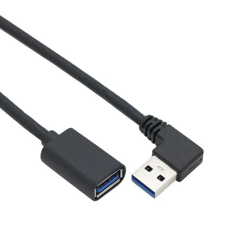 Cabo extensor usb 3.0, macho para fêmea, ângulo reto e esquerdo, adaptador de transmissão rápida 0.3m/0.5m