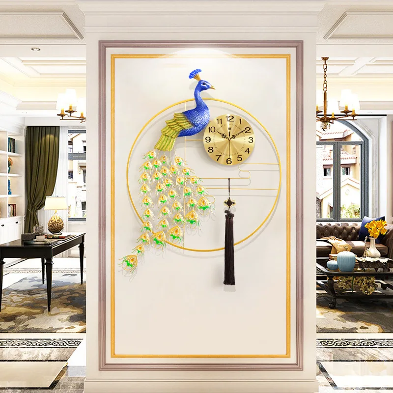 

Oversized clock peacock wall clock living room home fashion European decoration modern minimalist silent quartz clock