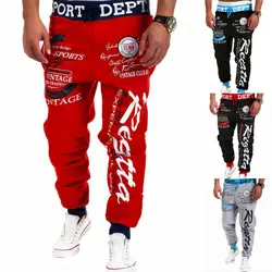 Men's Gym Fitness  Hip Hop Casual Jogging Pants Letter Print Sport Slim Fit Baggy Trousers Sportwear Sweatpants Jogger Tracksuit