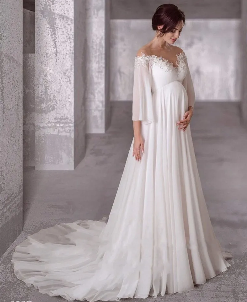 Robe de Mariée en Mousseline de Soie, Tenue Bohème à Manches sulf, Simple et Élégante, Nouvelle Collection 2025