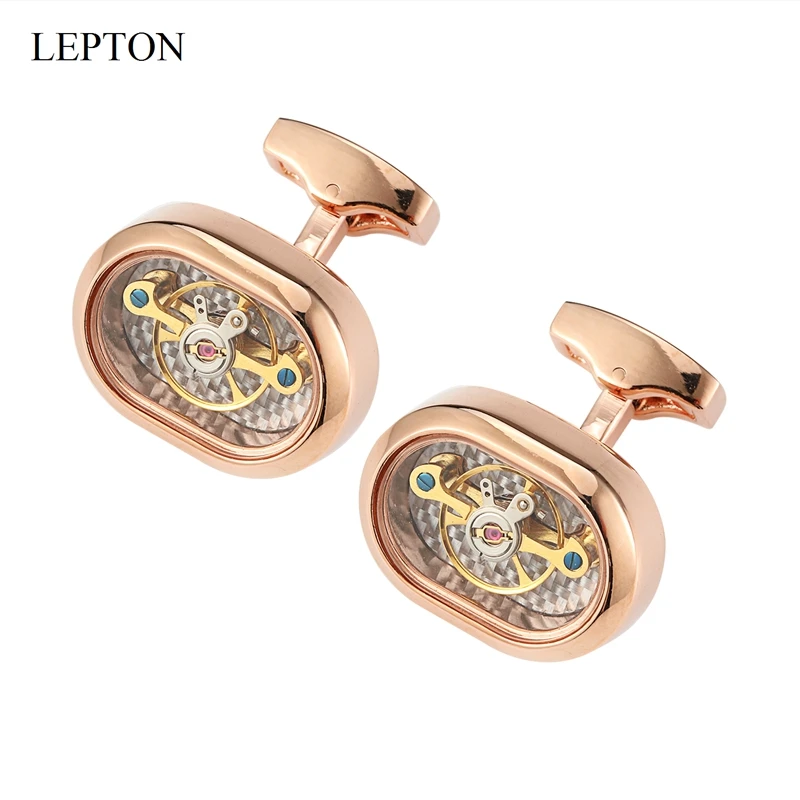 Newest Movement Tourbillon Cufflinks For Mens Lepton High quality Mechanical Watch Steampunk Gear Cuff links Relojes Gemelos