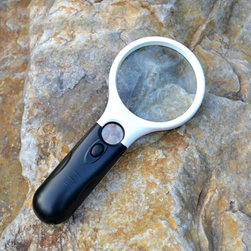 E5BE Magnifying Glass with Light 3x 45x Illuminated LED Magnifier Handheld Lighted Magnifying Glasses Seniors & Low-vision