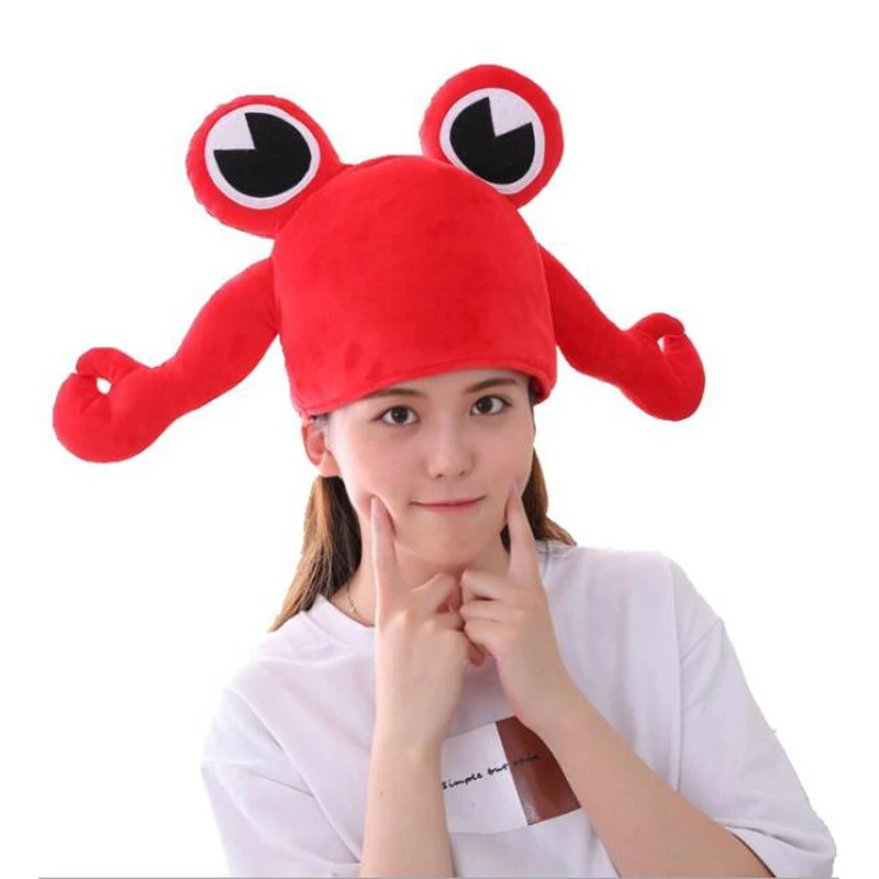 

Red Big Eye Crab Hood Hat Plush Toy Birthday Stuffed Cap Gift