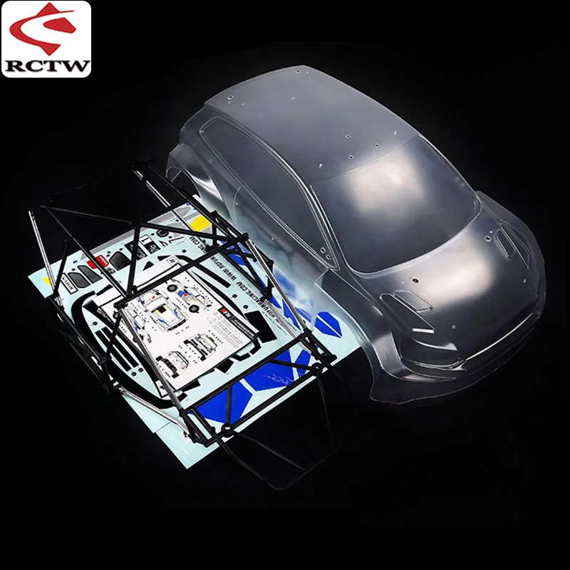 RC Car Body Shell Cover with Anti-roll Cage and Stickers for 1/5 ROVAN ROFUN RF5 WRC 4WD Rally MCD Truck Spare Toy Upgrade Parts