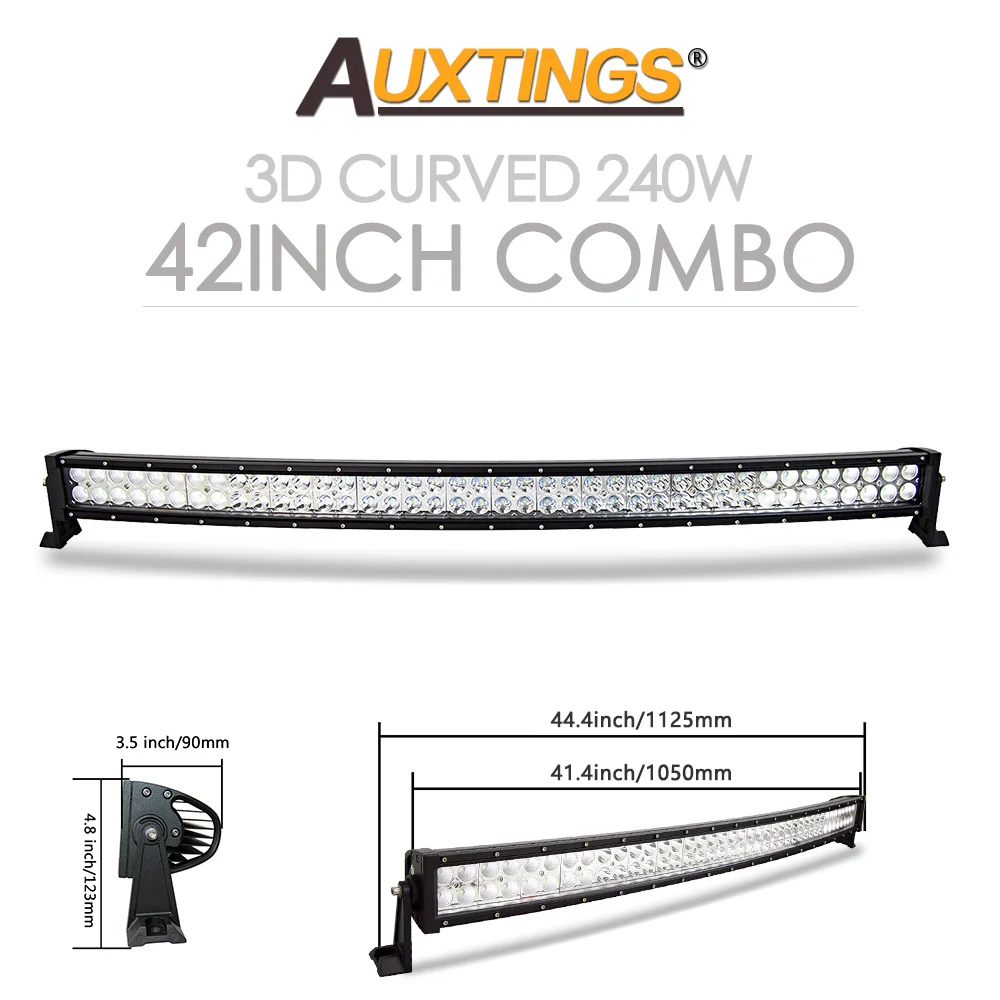Auxtings 22 32 42 52 ''in Gebogen/Rechte Led-lichtbalk COMBO Led-werklampbalk Rijden Offroad Auto Vrachtwagen 4x4 SUV ATV 12V 24V