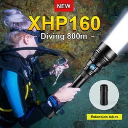 Most Powerful XHP160 Professional Diving LED Flashlight 500M Underwater Lamp XHP90 Rechargeable IPX8 Waterproof Scuba Dive Torch