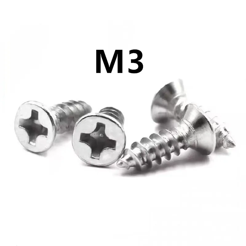 500pcs/lot M3x6/8/10/12/14/16/20/25mm KA GB846 nickel plated phillips countersunk / flat head self tapping screw