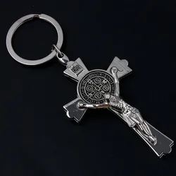 Men's Metal Jesus Cross Keychain Christian Religion Crucifix Key Chains Car Pendant Key Ring For Keys Charms Jewelry Accessories