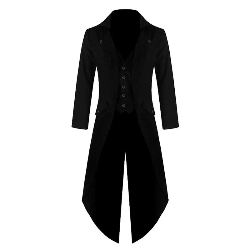 

Abrigo de hombre color sólido Steampunk Retro esmoquin nueva moda vestido masculino Puimentiua