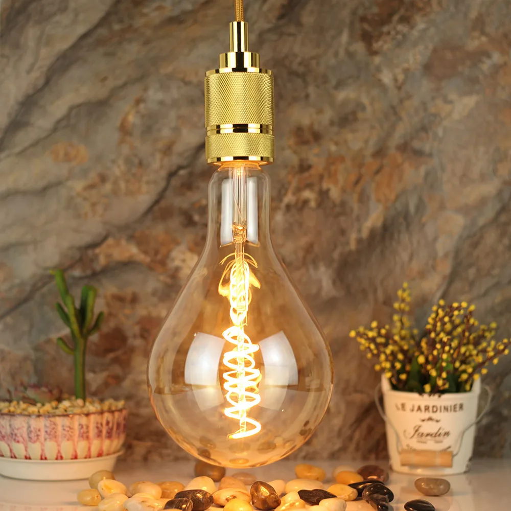 A130 big edison led bulb E27 spiral light amber retro saving lamp vintage filament Edison lamp led light chandelier 220V 4W PS42