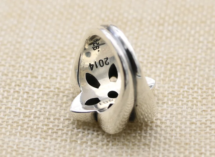 GB S925 Sterling Silver cherry blossom ring male retro temperament thai Silver Ring