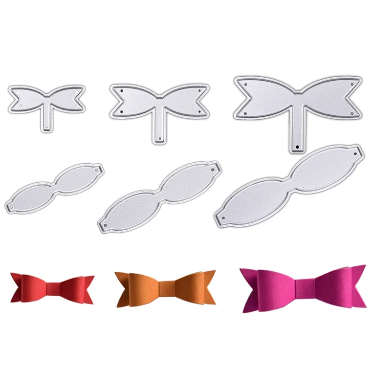 6Pcs/Set Bowknot Bows Metal Cutting Dies Stencils Ribbon DIY Scrapbooking Die Cuts Greeting Card Decor Embossing Folder Cut