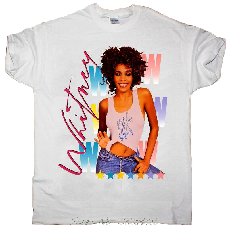 Funny Whitney Houston Shirt Vintage 1987 The Moment Of T-Shirt Reprint Double Side Men Cotton Tees Streetwear