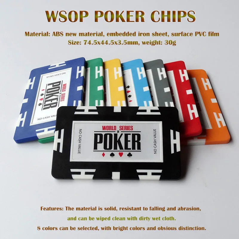 5pcs/lot WSOP poker chips Square chip  no value plaque Casino quality ABS+iron insert