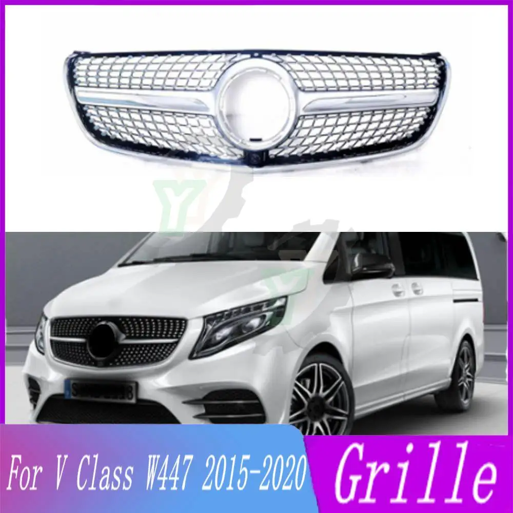 

Diamond/GT Style Car Accessory Front Bumper Grille Upper Grill For Mercedes-Benz V Class W447 V250 V260 2015 2016 2017 2018 2019