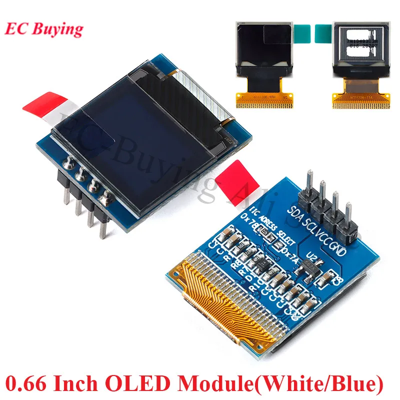 0,66-calowy moduł wyświetlacza OLED LCD 64X48 0,66" Ekran LED Biały Niebieski Interfejs IIC I2C SPI SSD1306 Sterownik dla Arduino AVR STM32