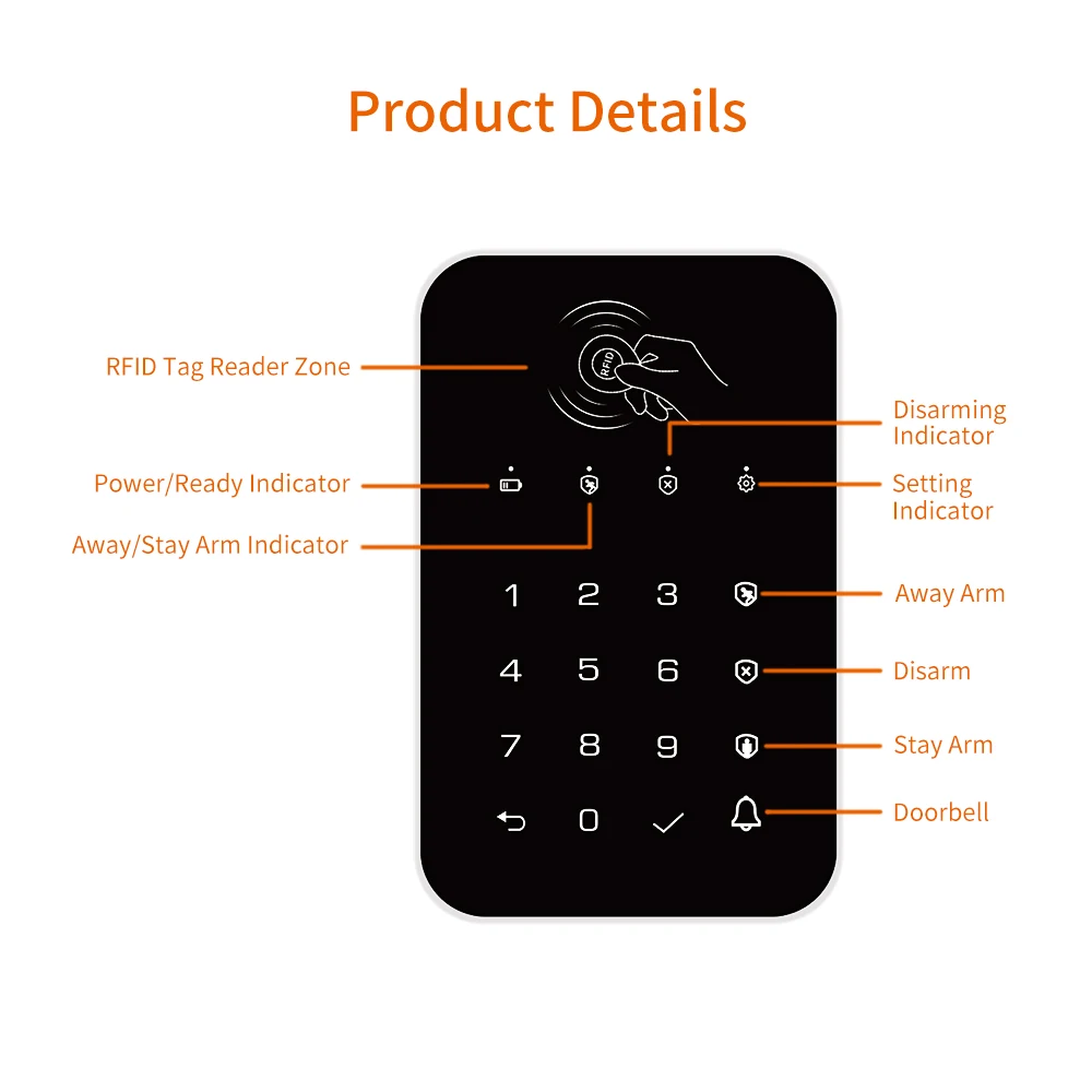 Staniot 433Mhz Wireless Touch Keyboard 2Pcs RFID Card Arm Or Disarm Password Keypad For Tuya Smart Home Security Alarm System