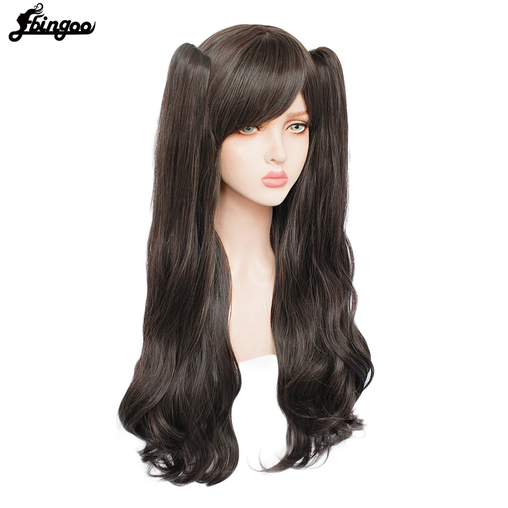 Ebingoo Tohsaka Rin Cosplay Wig Fate Grand Long Black Wave Hair Wig with Double Ponytail Synthetic Heat Resistant Fiber Wig