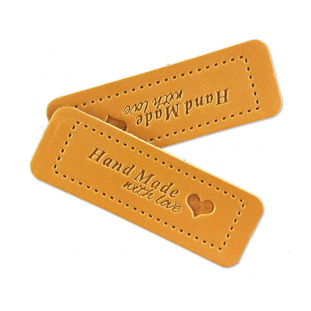 Hand Made With Love Leather Labels For Lovers Gift Tags Handmade Bag Tag Custom Sewing Leather Diy Label For T-Shirt