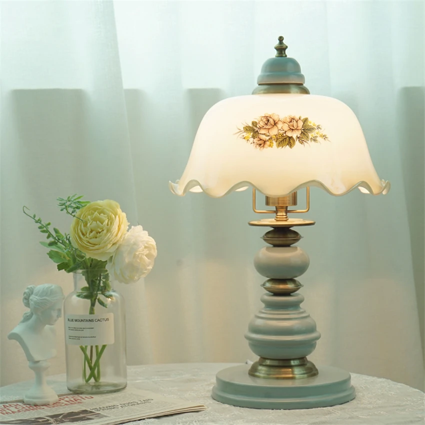 

Retro Classic Living Room Table Lamps American Country Dining Room Lighting Fixture Bedroom Study Art Deco Luxury Table Lights