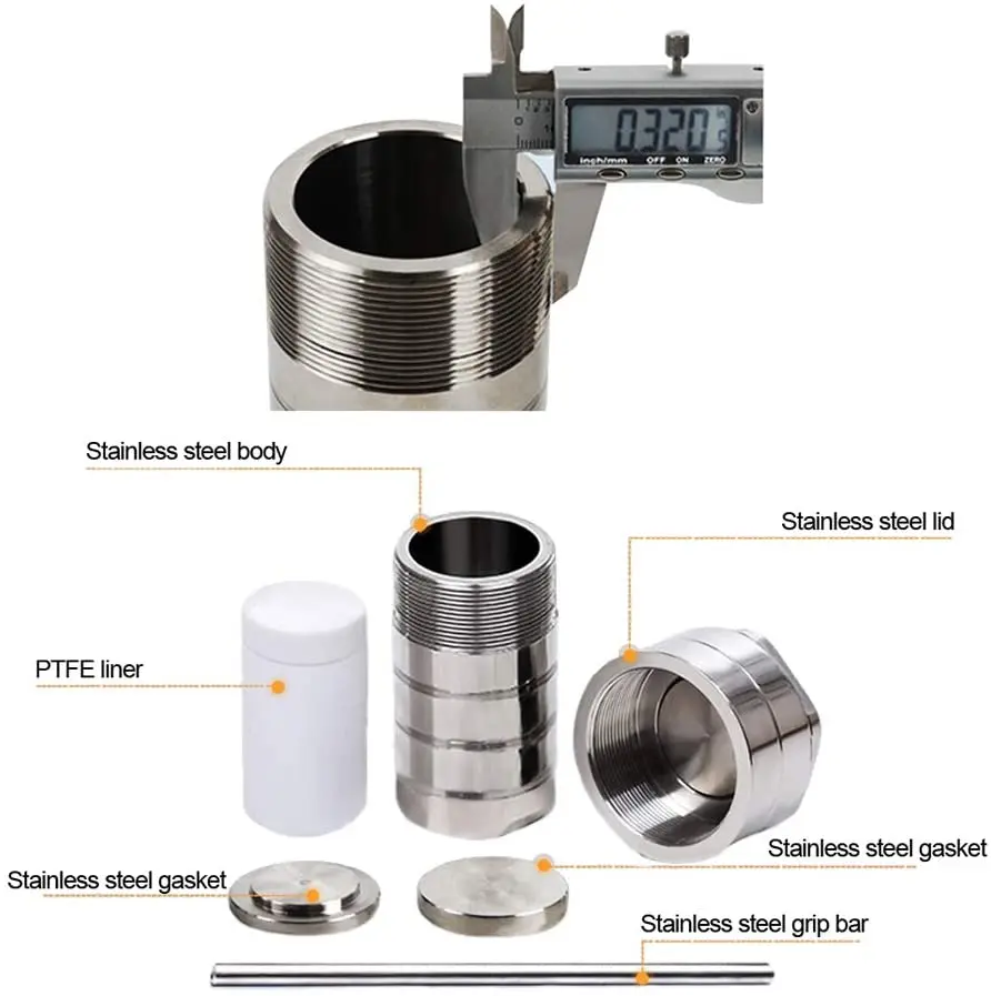 Lab Lined Hydrothermal Synthesis Reactor with Stainless Steel Shel