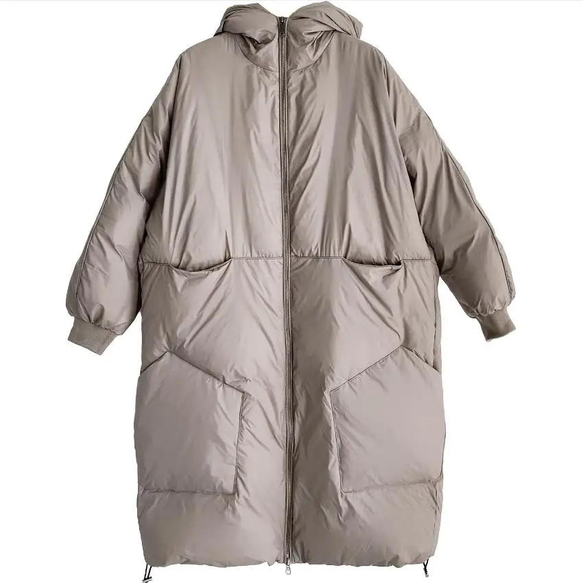 Plumífero esponjoso con múltiples bolsillos para mujer, chaqueta gruesa de plumón de pato blanco, con capucha, F697, novedad de invierno, 90%