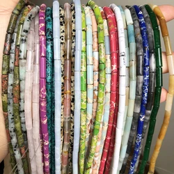 13X4mm Natural Stone Cylinder Amazonite Jaspers Jades Crystal Round Tube Spacer Beads For Jewelry Making Diy Bracelet Necklace